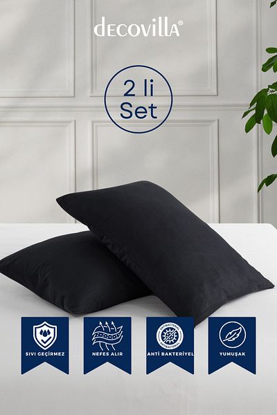 Decovilla Micro perne cu fermoar Set de 2 protectoare de perne rezistente la lichide 50x70