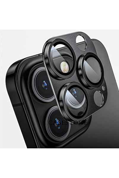 iPhone 14 Pro / 14 Pro Max Uyumlu Metalik Seri Kamera Lens Koruyucu (Siyah)