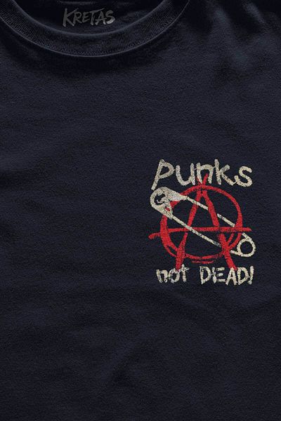 Kretas Μπλουζάκι Unisex Navy Blue Punk Is Not Dead Rock Street Street Culture Μίνιμαλ μπλουζάκι με στάμπα μπροστά