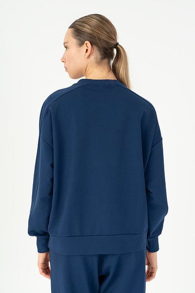 MARATON Oversize Women's Crew Neck Long Sleeve Light Navy Blue Sweatshirt 23111