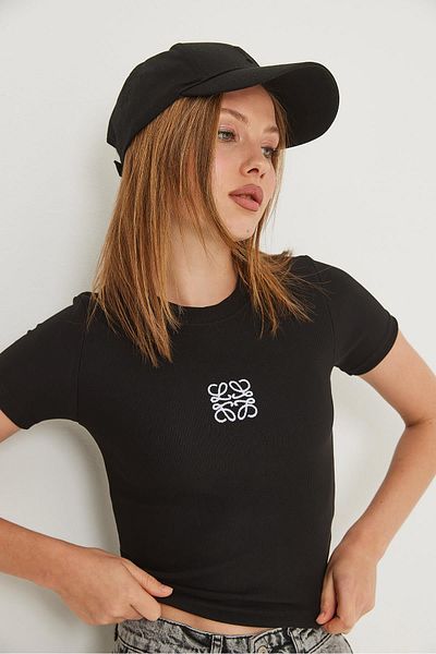 Raneel Kazançlı Alışveriş Embroidered Camisole Crop Blouse Black