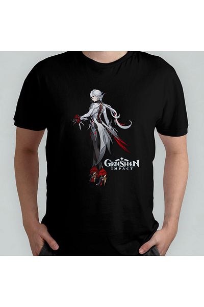 Pixxa Μπλουζάκι Genshin Impact Arlecchino Unisex 100% βαμβακερό με λαιμόκοψη