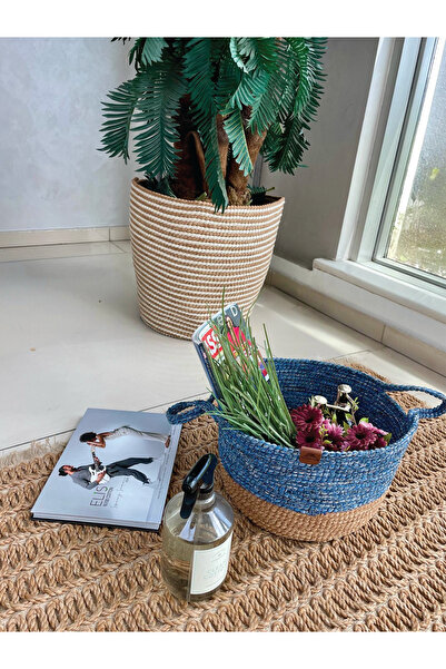 home inn Coș organizator cu mâner Rezistent la pete Albastru-Natural 31x20 cm