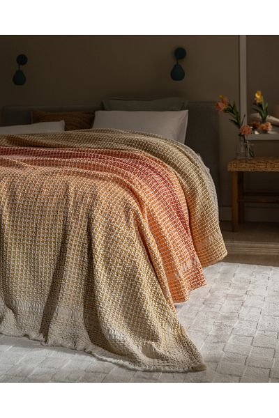 Madame Coco Lunevere Double 100% Cotton Bedspread - Orange
