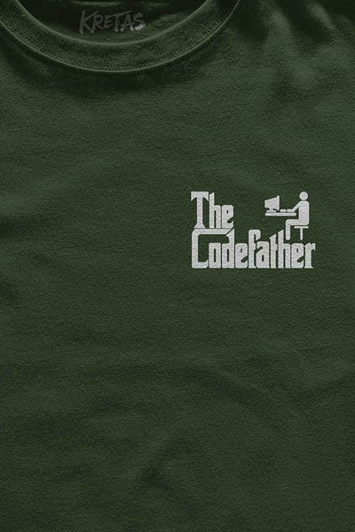 Kretas Χακί μπλουζάκι The Codefather Godfather Κωδικός υπολογιστή Pirate Hacker Μανάγωνος Τυπωμένο Unisex T-shirt