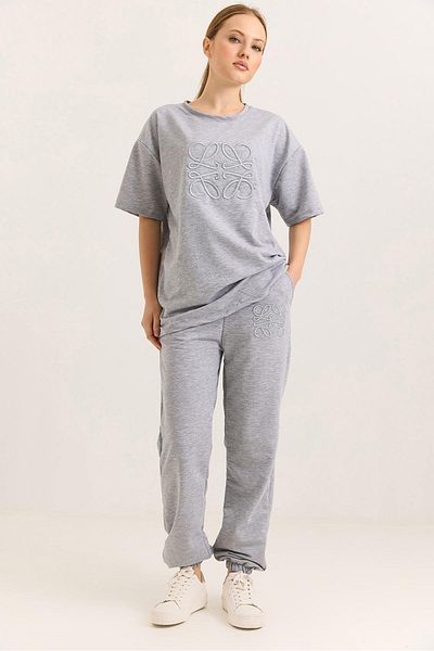 Raneel Kazançlı Alışveriş Embossed tracksuit set gray