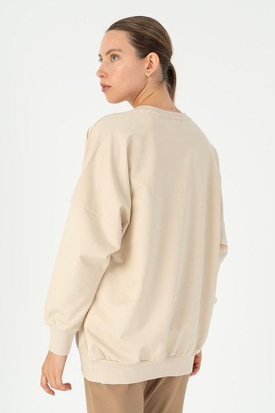 MARATON Oversize Women's Crew Neck Long Sleeve Clay Color Sweatshirt 22185