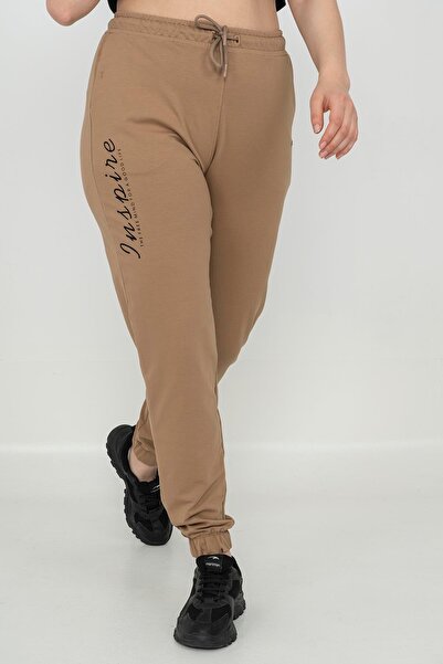 MARATON Plus Size Women's Rubber Leg Open Mink Sweatpants