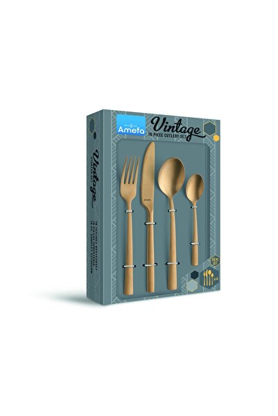 Amefa Cutlery set, 16 pieces, Amefa, Manille Vintage Gold, stainless steel, gold