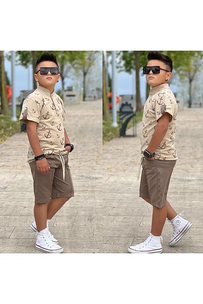 Ysferbutik Boy Capri Shorts T-Shirt Waiter Size