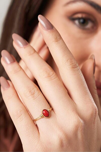 Cem Aykan Kuyumculuk Ferya Mercan Doğal Taş Yüzük AK-1346