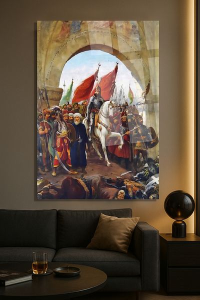 TAULART Фатих Султан Мехмет Истанбул 1453 Модерна картина на стъкло – Стилна стенна картина за хол, спалня, офис
