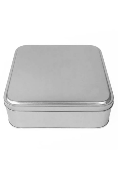 Çemrek Süs Parti Gümüş renk Metal Kare Çikolata Kutusu 16 cm Metal Kutu