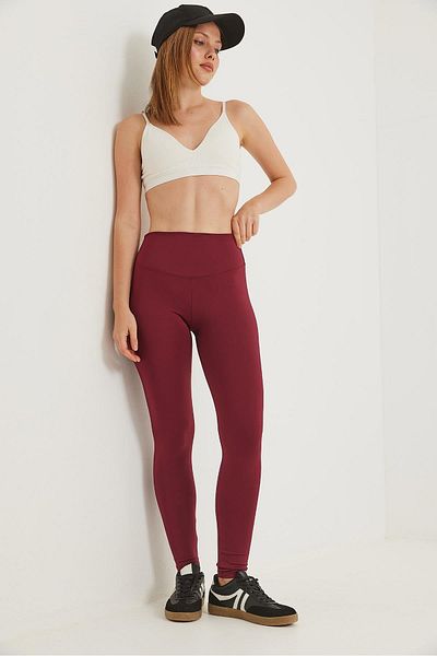 Raneel Kazançlı Alışveriş Leggings cu talie înaltă imprimată Roșu Claret