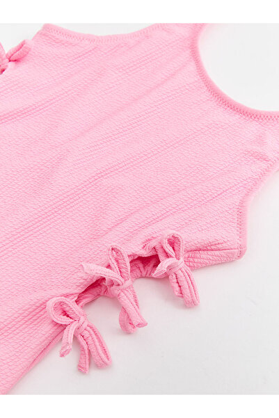 DEEP BEACH Girl's Swimsuit with Bowknot Textured Fabric