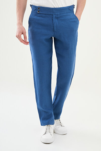 Mcr Прямі брюки Slim Fit 100% льон для чоловіків, колір індиго - 38299.25Y