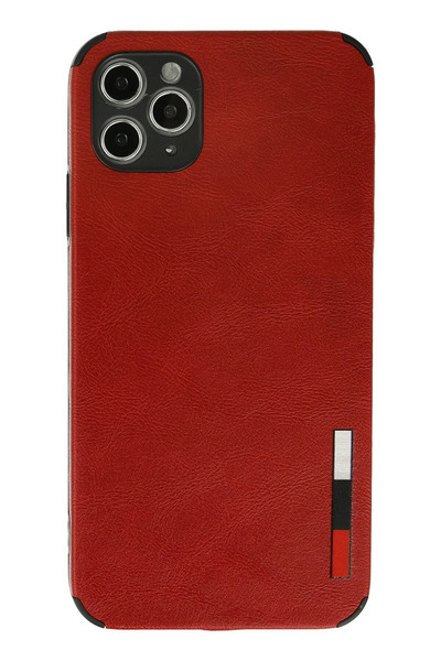 NewFace حافظة آيفون 11 برو ماكس حلقة جلد سيليكون - أحمر 1493136709