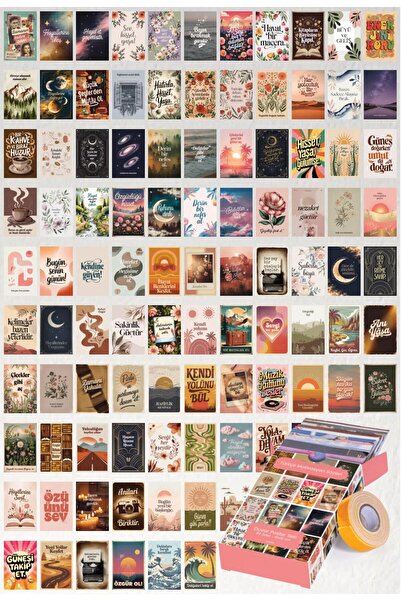 GUGUK Türkçe Motivasyon Sözleri 99 Adet Duvar Poster Seti Oda Dekoru