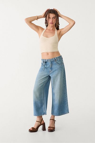 Stradivarius Flowing culotte jeans with belt