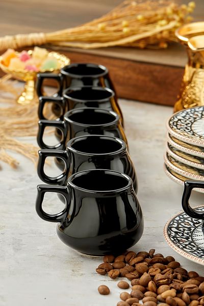 Babion Black Motif Special Series 12 Piece Coffee Cup Set for 6 People, Cup Set