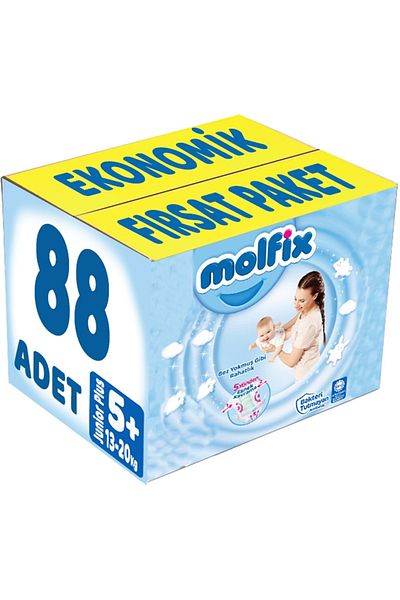 Molfix Baby Diaper Size:5 (13-20kg) Junior Plus 88 Pieces Economic Opportunity Pk