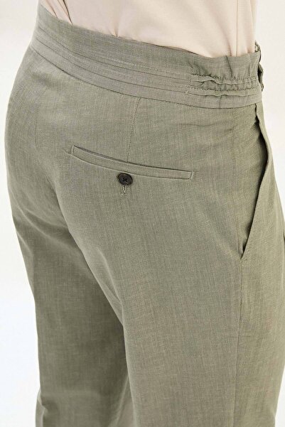 Mcr Ανδρικό παντελόνι από λινό με ελαστική μέση, ίσιο και λεπτό - 38313.25Y