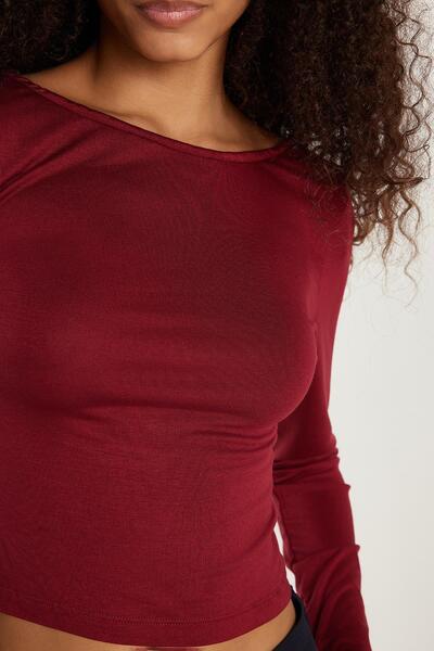 Tudors Kadın Slim Fit Dar Kesim Sırt Detaylı Bordo Bluz