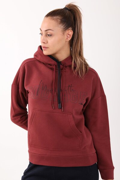 MARATON Comfort Kadın Kapüşonlu Bordo Sweatshirt