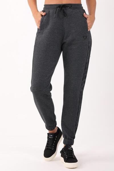 MARATON بنطلون نسائي أسود مريح ذو أرجل واسعة