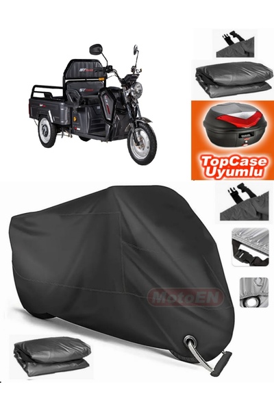 MotoEN قفل أسود متوافق مع Stmax GF 200 من القماش المشمع Topcase الخلفي المتوا...