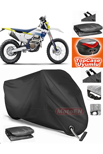 MotoEN Black Lock Compatible Husqvarna Fe 350 Tarpaulin Topcase Rear Bag Comp...