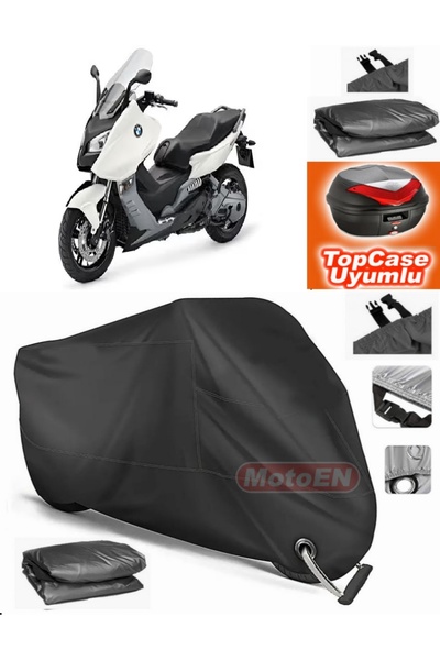 MotoEN Black Lock Compatible Bmw C 600 Sport Tarpaulin Topcase Rear Bag Compa...