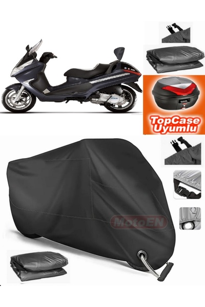 MotoEN Black Lock Compatible Piaggio X8 200 Tarpaulin Topcase Rear Bag Compat...