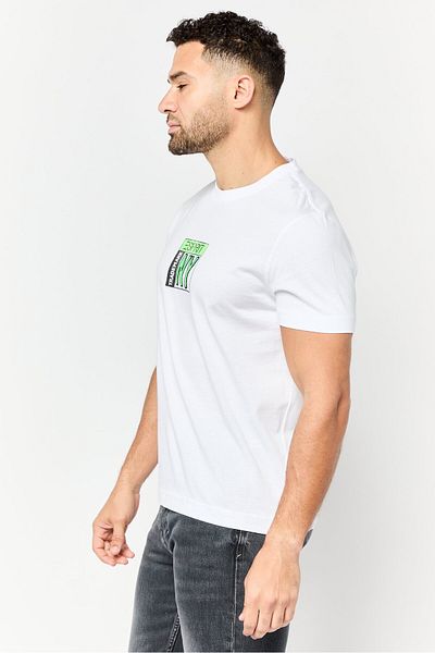 Esprit Men Crew Neck Short Sleeve Brand Logo T-shirts, White