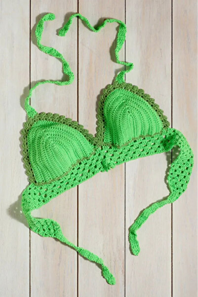 Talinhandmade صدرية قصيرة محبوكة يدويًا من القطن 100% باللون الأخضر – مقاس 42...