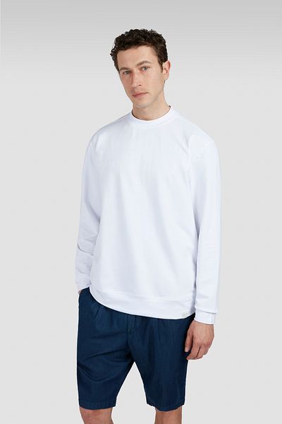 PAUL&SHARK Men's Regular Fit Logo Detailed Round Neck Long Sleeve Cotton White Sweatshirt 25411881 -010