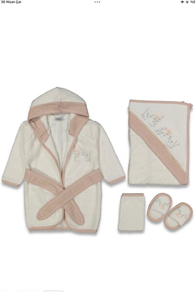 moukou Organic Newborn Baby Girl Towel Bathrobe Set with Bird Embroidery on Branch Organic - Baby Birth Gift