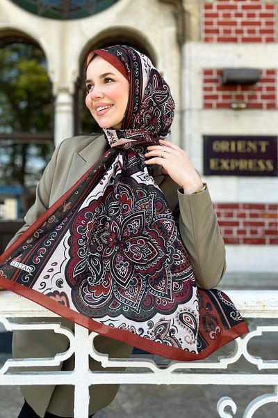 Sultan Eşarp Σαλιάρα Sultan Fresh Cotton - Orient Express Model - SLF001-12 - Πλακάκι, Πράσινο, Μπορντό