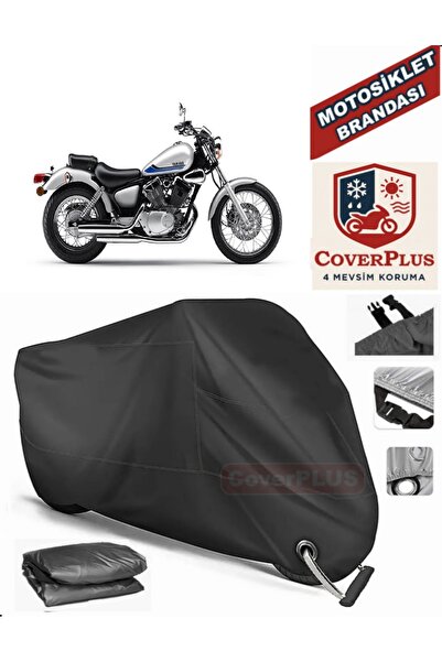 MotoEN قفل أسود متوافق مع Yamaha Virago XV 250 Motor Tarpaulin Motorcycle Tar...