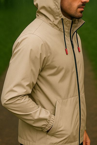 freemen Men's Stone Lined Kangaroo Pocket Water and Windproof Hooded Raincoat with Pockets