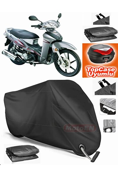 MotoEN Black Lock Compatible Kymco Straight 150 Tarpaulin Topcase Rear Bag Co...