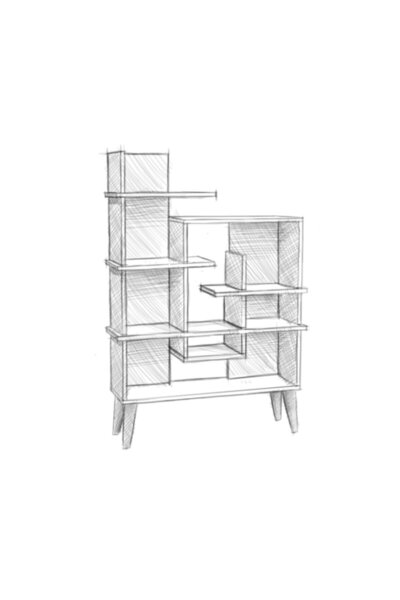 lagomood New Sally Kitaplık Antrasit & Meşe