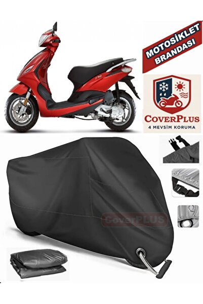 MotoEN Black Lock Compatible Piaggio Fly 125 3V Motor Tarpaulin Motorcycle Ta...