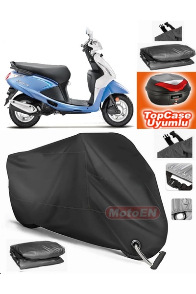 MotoEN قفل أسود متوافق مع Hero Pleasure 110 من القماش المشمع Topcase الخلفي ا...