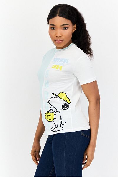 PEANUTS Women Crew Neck Short Sleeves Embroidered T-shirt, Multicolor