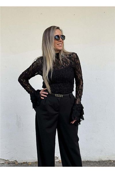 Dilvin Turtleneck Lace Blouse