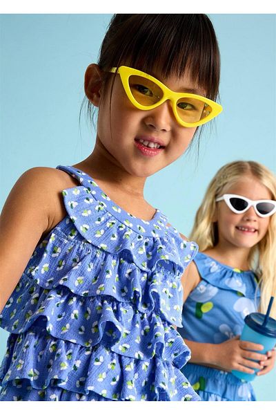 MAYORAL Girl's Ruffled Short Jumpsuit Blue 3876