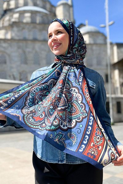 Sultan Eşarp Σαλιάρα Sultan Fresh Cotton - Orient Express Model - SLF001-14 - Πράσινο, Πλακάκι, Μπλε