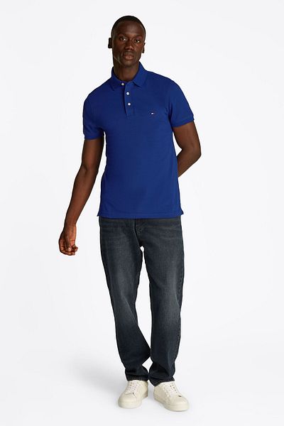 Tommy Hilfiger Men's Cotton Polo Neck Button Closure Short Sleeve Navy Blue2 Polo Neck T-Shirt Mw0Mw17771-D03