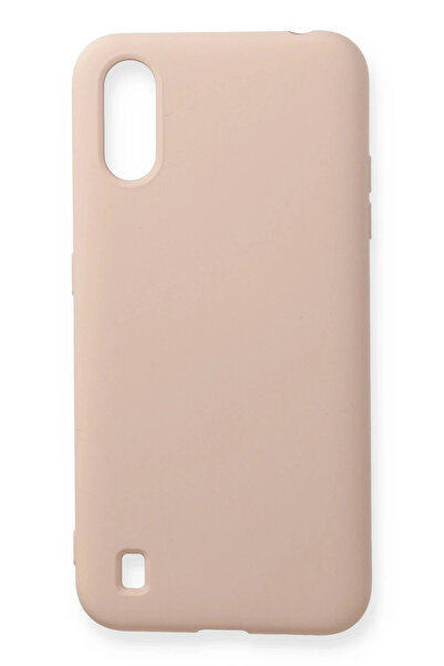 NewFace حافظة سامسونج جالاكسي A01 من السيليكون المخملي الداخلي - بودرة SPTGL